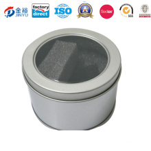 Small Round Tin Box with Window for Watch, Candle Package